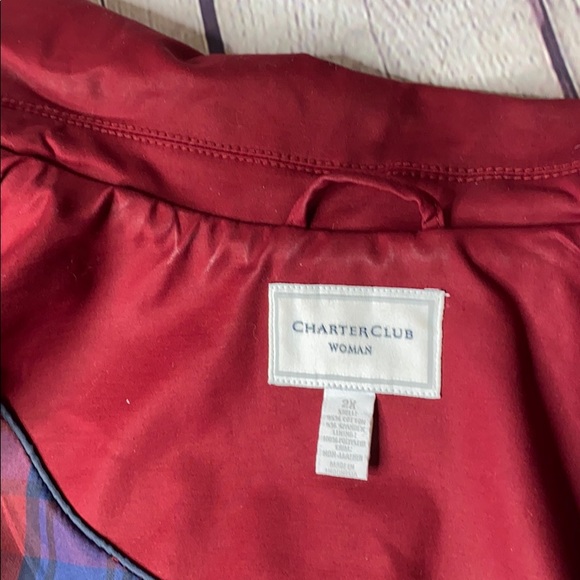 Charter Club trench coat with toggles maroon - Picture 6 of 11